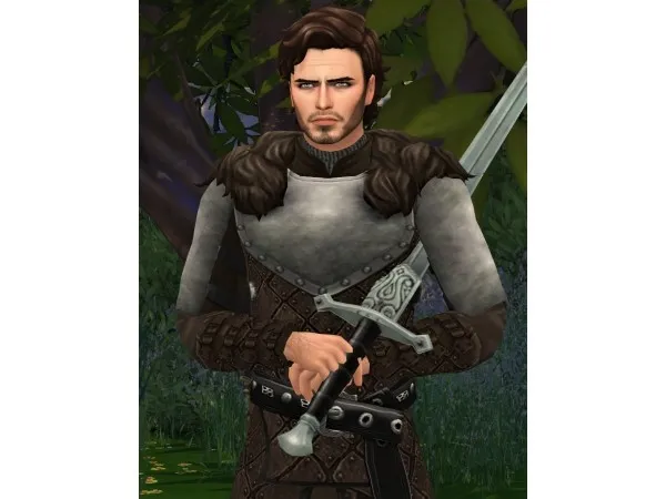 Alpha Game of Thrones Robb Stark The Young Wolf Outfit With and without arm plate by HIM666 - The Sims 4 Custom Content