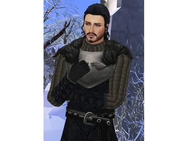 Maxis Match Game of Thrones Jon Snow Winter Is Here Blue Leather outfit with or without armplate by HIM666 - The Sims 4 Custom Content