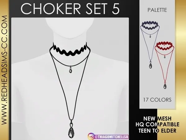 Alpha CHOKER SET V5 by redheadsims - The Sims 4 Custom Content
