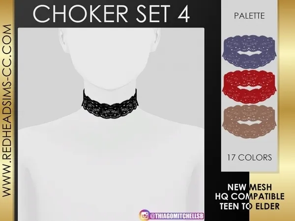 Alpha CHOKER SET V4 by redheadsims - The Sims 4 Custom Content