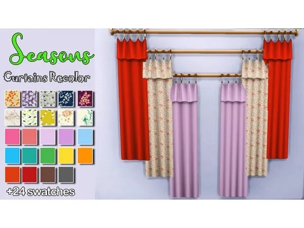 Maxis Match xsavannahx987 Seasons Curtain Recolor - The Sims 4 Custom Content