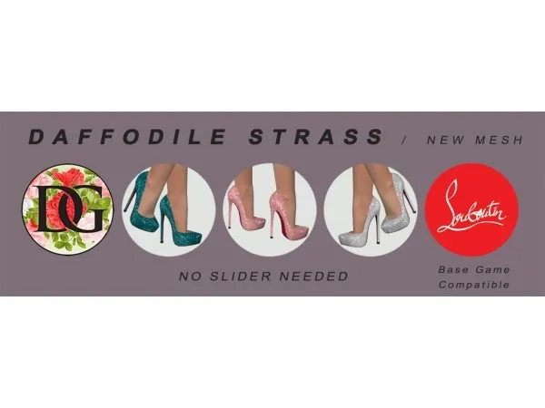 Mix Louboutin Daffodile Strass New Mesh by dallasgirl79 - The Sims 4 Custom Content