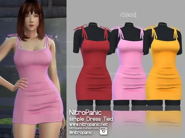 Alpha Simple Dress Tied Up Laces by nitropanic - The Sims 4 Custom Content