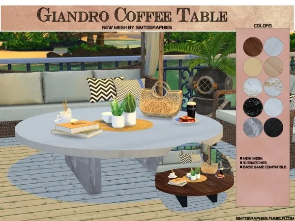 Alpha Giandro Coffee Table by simtographies - The Sims 4 Custom Content