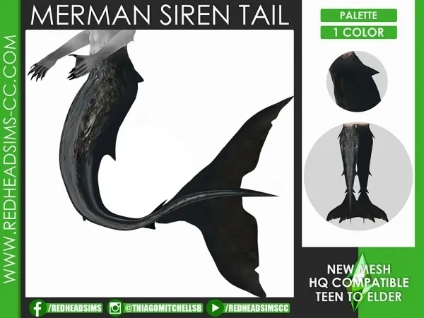 Alpha SIREN MERMAN TAIL - The Sims 4 Custom Content