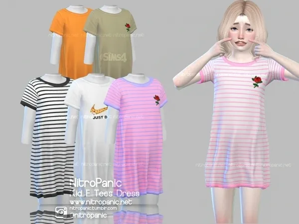 Alpha Kid F Tees Dress by nitropanic - The Sims 4 Custom Content