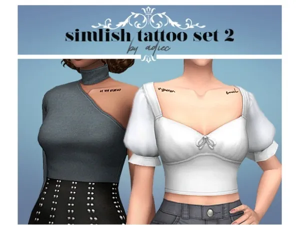 Mix adiec SIMLISH TATTOO SET 2 - The Sims 4 Custom Content