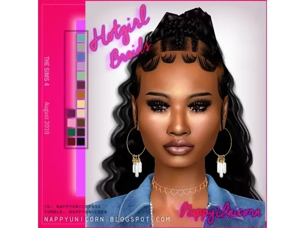 Alpha nappyunicorn Hot Girl Braid Hair - The Sims 4 Custom Content