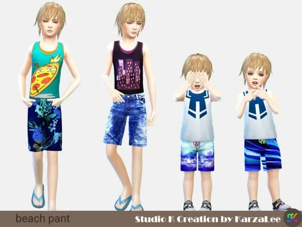 Maxis Match studio k creation beach pant for kids - The Sims 4 Custom Content