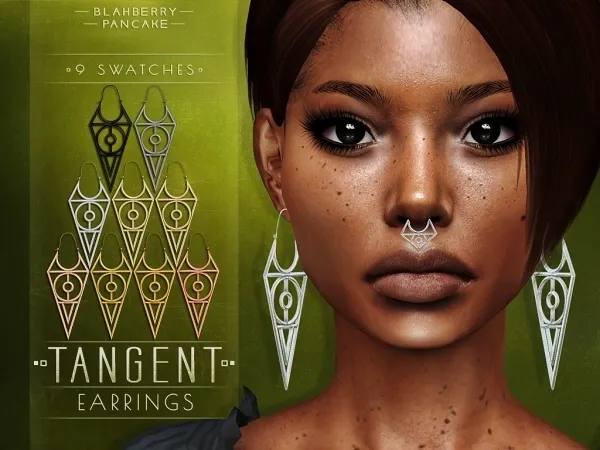 Maxis Match Blahberry Pancake Tangent Earrings - The Sims 4 Custom Content
