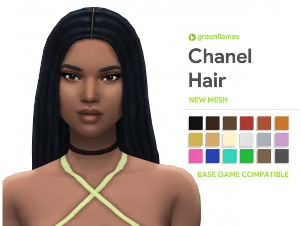 Maxis Match Chanel Hair greenllamas - The Sims 4 Custom Content