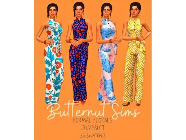 Maxis Match butternutsims FORMAL FLORAL JUMPSUI - The Sims 4 Custom Content