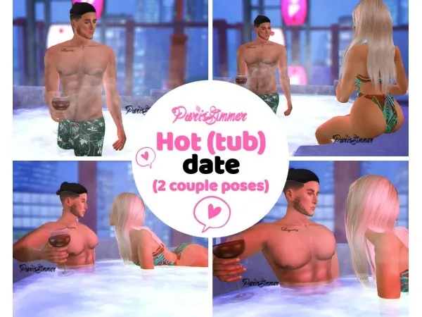 Maxis Match parissimmer s4 Hot (Tub) Date 2 Couple poses - The Sims 4 Custom Content