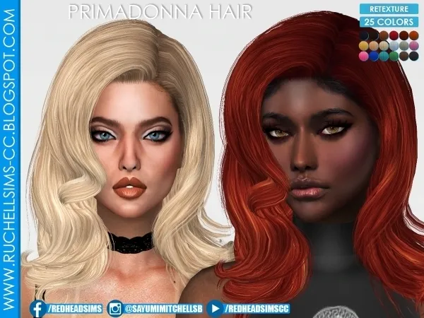 Alpha PRIMADONNA HAIR (RETEXTURE) by ruchellsims - The Sims 4 Custom Content