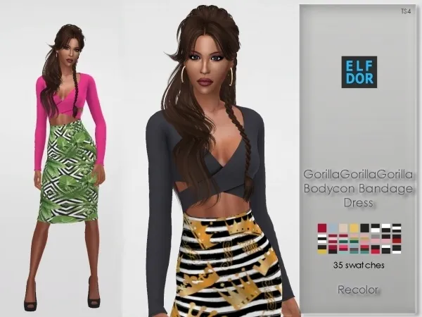 Maxis Match Gorillax3 Bodycon Bandage Dress RC - The Sims 4 Custom Content