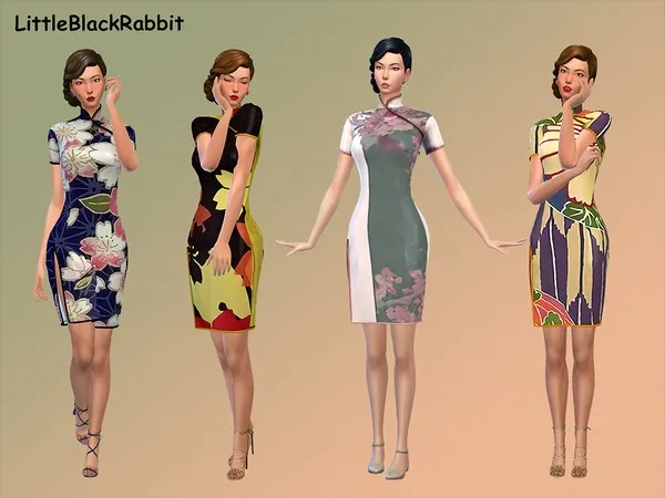 Alpha QipaoCheongsam by littleBlackRabbit - The Sims 4 Custom Content