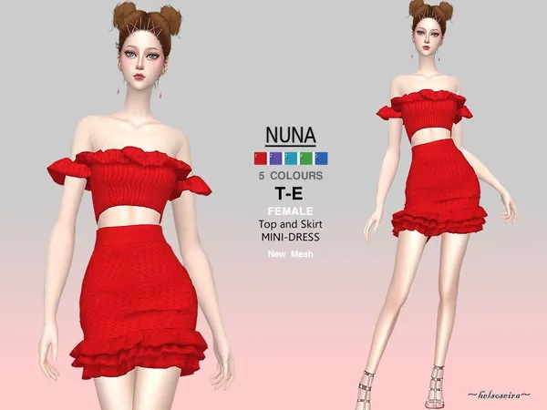Alpha NUNA Top 'n Skirt Mini Dress - The Sims 4 Custom Content