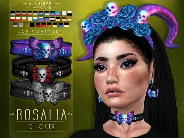 Maxis Match Blahberry Pancake Rosalia Choker - The Sims 4 Custom Content