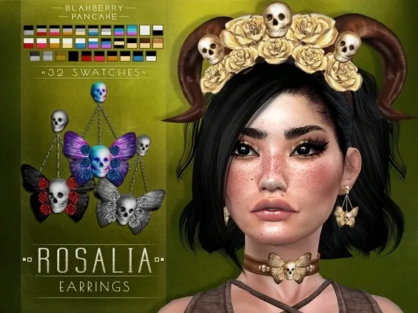 Maxis Match Blahberry Pancake Rosalia Earrings - The Sims 4 Custom Content
