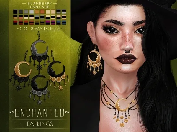 Alpha Blahberry Pancake Enchanted Earrings by blahberry-pancake - The Sims 4 Custom Content