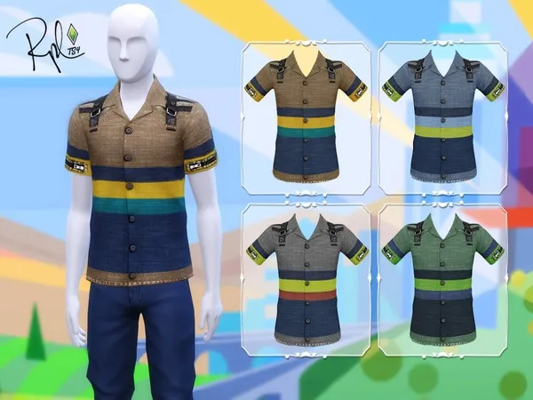 Maxis Match M Rave Stripe Shirt Bowling Night - The Sims 4 Custom Content