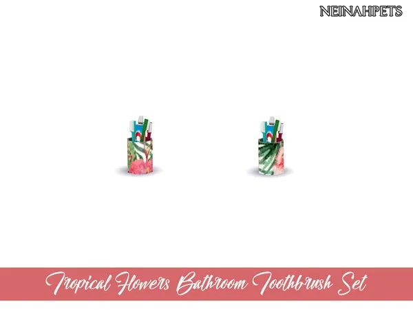 Tropical Flowers Bathroom Toothbrush Set - The Sims 4 Custom Content