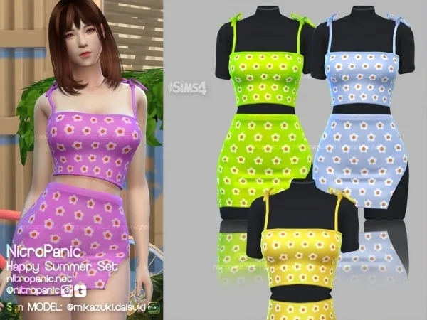 Alpha Happy Summer Set (Tops) by nitropanic - The Sims 4 Custom Content