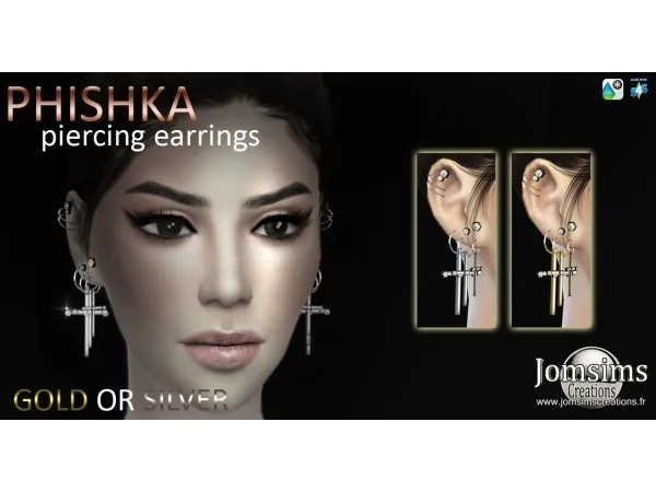 Alpha PHISHKA piercings Earrings by jomsims - The Sims 4 Custom Content