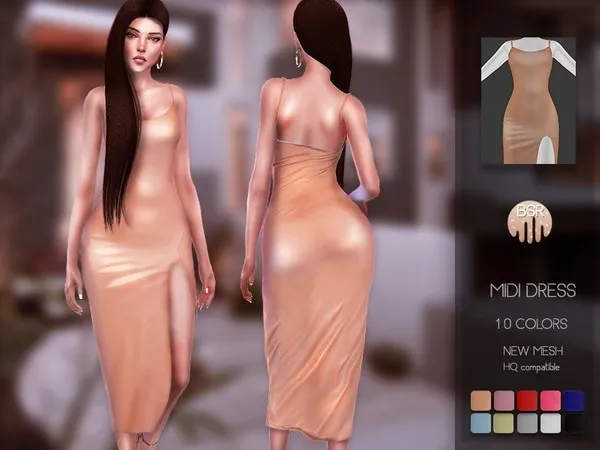 Alpha Midi Dress BD86 tr by busra - The Sims 4 Custom Content