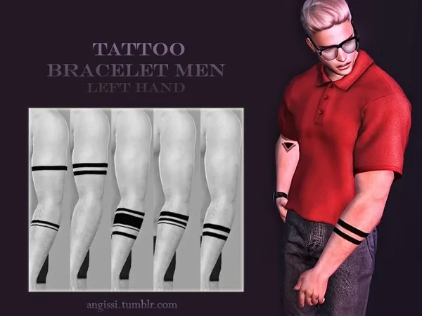 Alpha Tattoo bracelet men left hand - The Sims 4 Custom Content