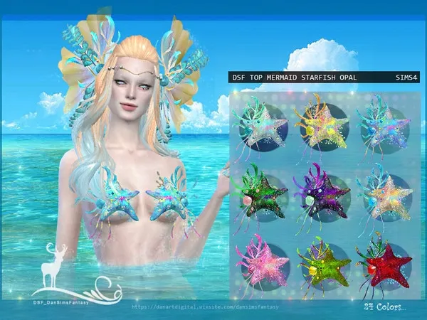 Maxis Match DSF TOP MERMAID STARFISH OPAL - The Sims 4 Custom Content