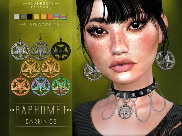 Mix Blahberry Pancake Baphomet Earrings - The Sims 4 Custom Content