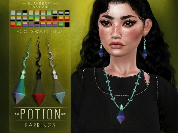 Maxis Match Blahberry Pancake Potion Earrings - The Sims 4 Custom Content