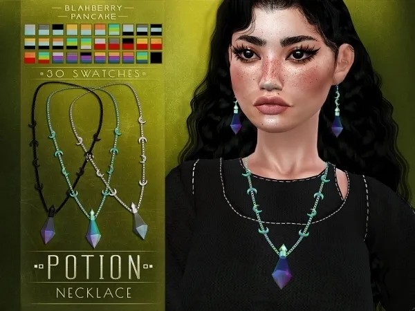Maxis Match Blahberry Pancake Potion Necklace - The Sims 4 Custom Content