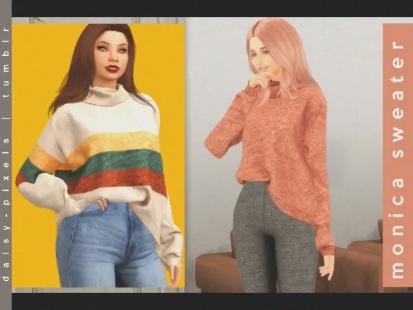 Alpha Monica Sweater by daisypixels - The Sims 4 Custom Content