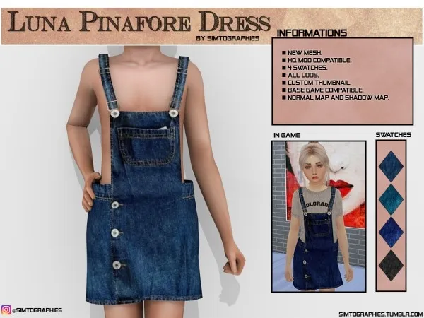 Alpha Luna Pinafore Dress - The Sims 4 Custom Content
