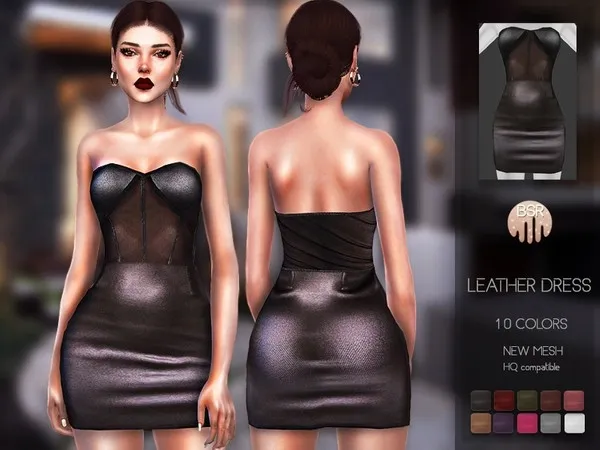 Alpha Leather Dress BD91 tr by busra - The Sims 4 Custom Content