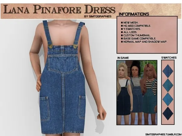 Alpha Lana Pinafore Dress - The Sims 4 Custom Content