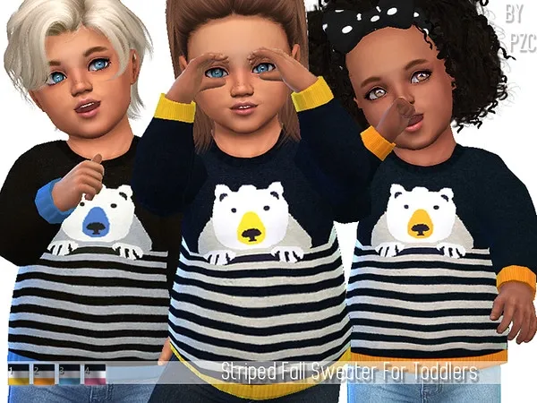 Striped Fall Sweater For Toddlers(Cats and Dogs required ) - The Sims 4 Custom Content