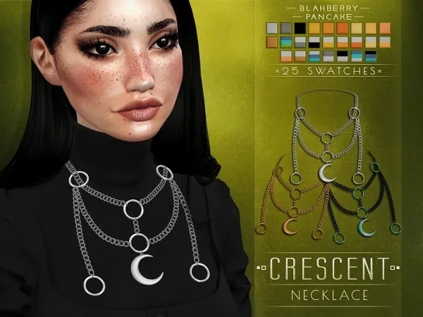 Maxis Match Blahberry Pancake Crescent Necklace - The Sims 4 Custom Content