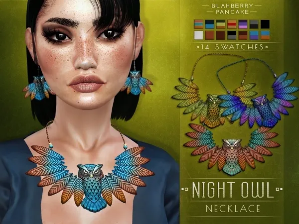 Maxis Match Blahberry Pancake Night Owl Necklace - The Sims 4 Custom Content