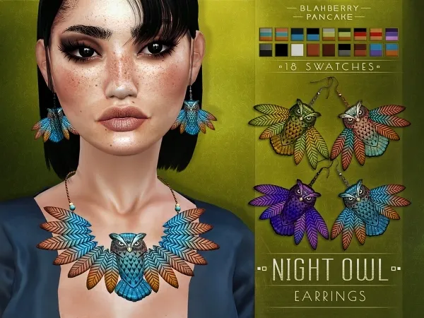 Maxis Match blahberry pancake night owl Earrings - The Sims 4 Custom Content