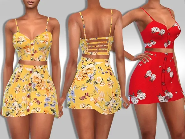 Maxis Match Female Two Piece Trendy Pattern Summer Outfits - The Sims 4 Custom Content