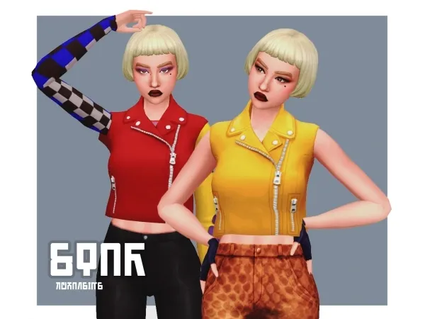Maxis Match kchansims Star Cropped Biker Jacket - The Sims 4 Custom Content