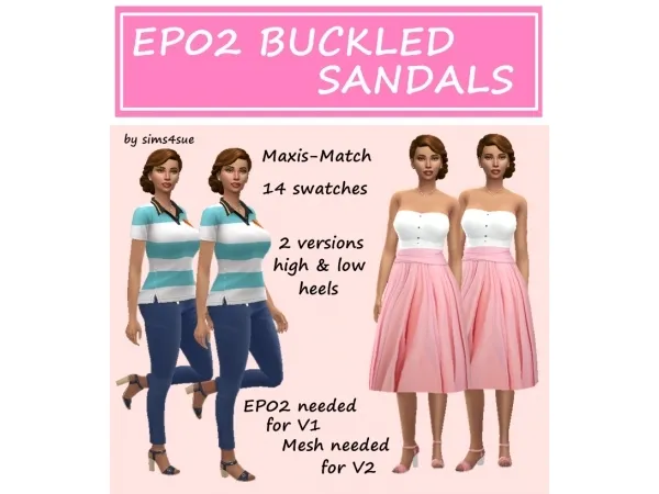Maxis Match sims4sue EP02 BUCKLED SANDALS - The Sims 4 Custom Content