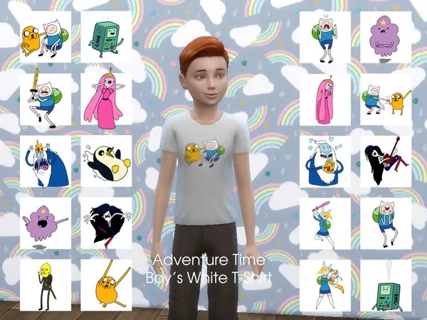 Adventure Time Boy White T Shirt - The Sims 4 Custom Content
