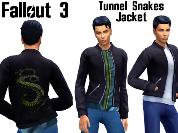Alpha Tunnel Snakes Jacket - The Sims 4 Custom Content