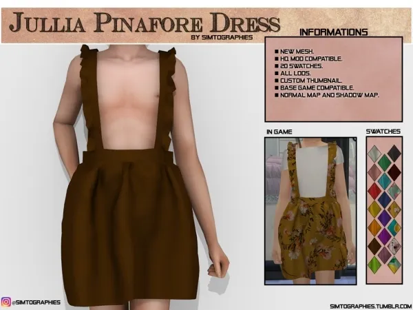 Alpha Jullia Pinafore Dress - The Sims 4 Custom Content