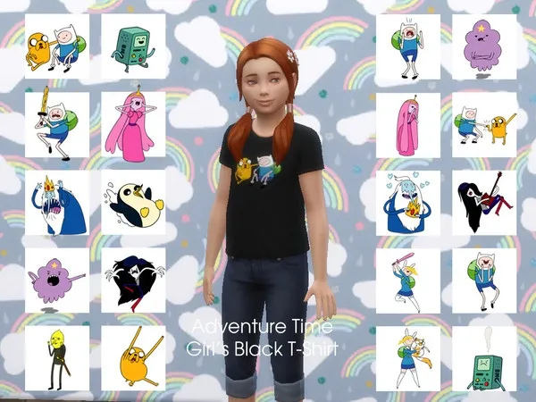 Adventure Time Girl Black T Shirt - The Sims 4 Custom Content
