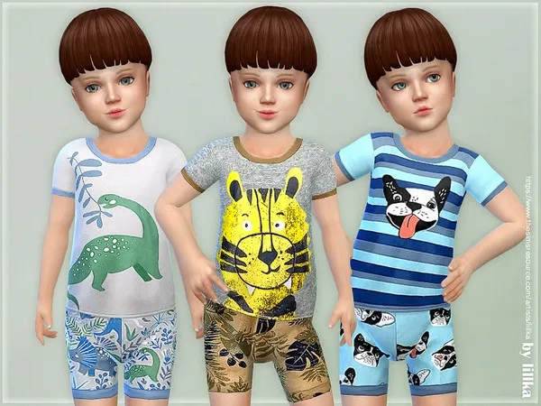 Maxis Match Summer Pajama for Toddler Boys - The Sims 4 Custom Content